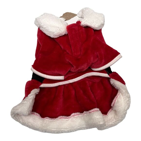 Red Santa Dog Dress with Fur Trim – Festive Holiday Pet Outfit (XS–S) - Picture 4 of 6